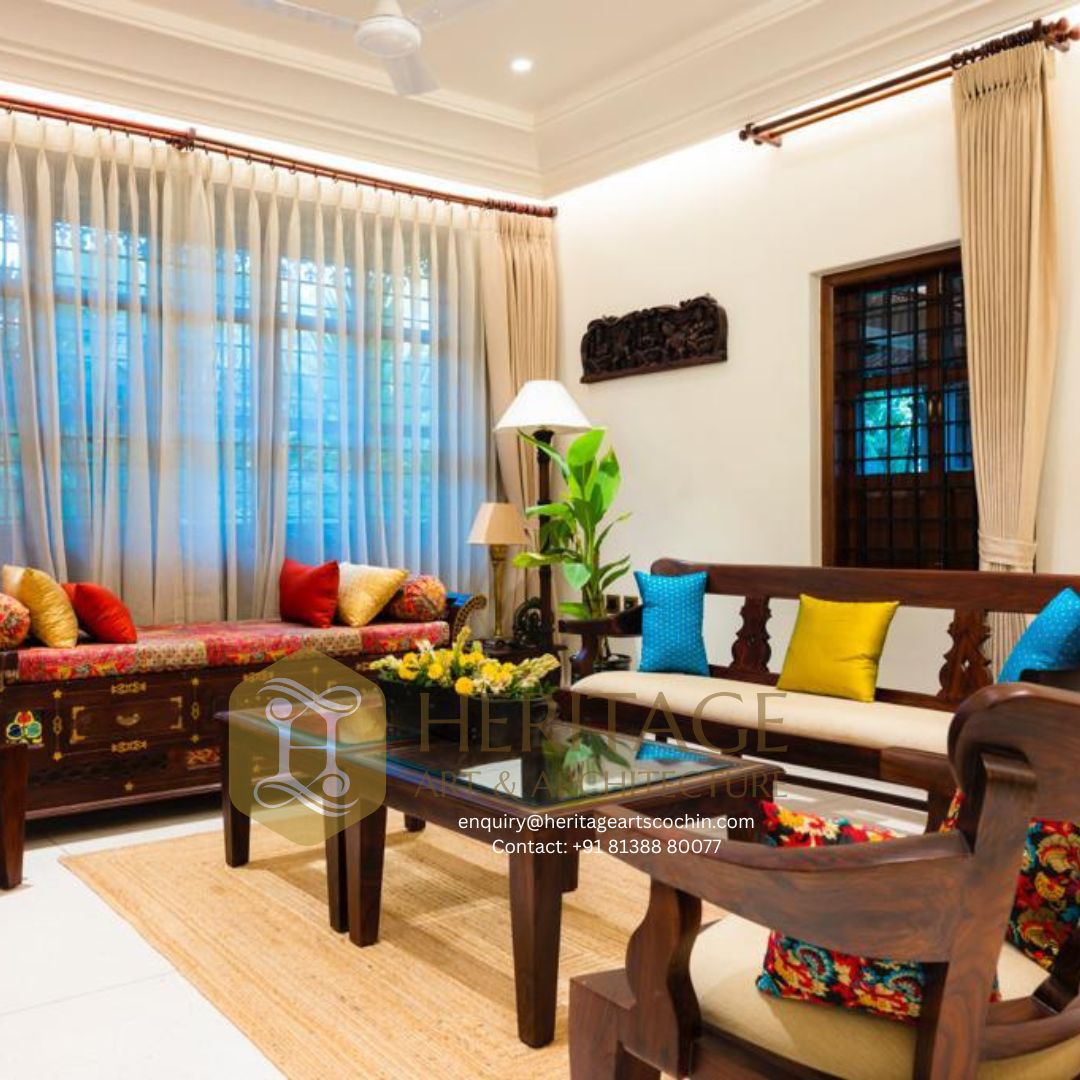 Classic wooden pillars in an Indian interior
