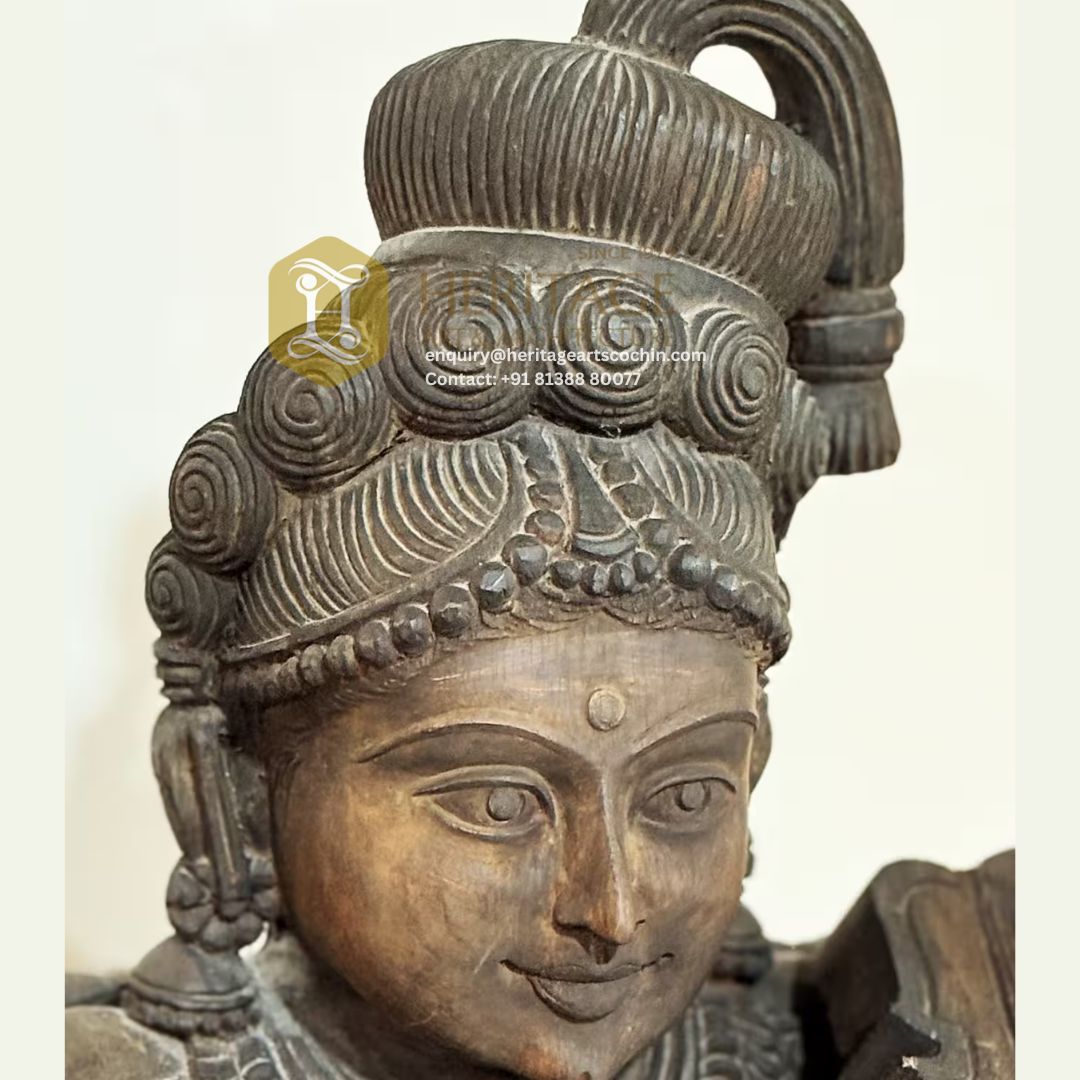 Antique hand carved wooden garuda statue in Kochi