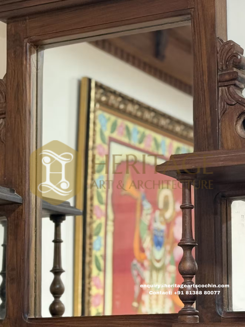 traditional wooden mirror in Kerala