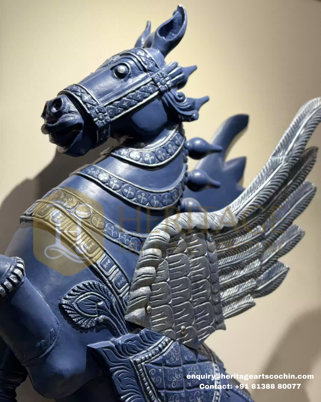 antique pegasus wooden home decor sculpture in kochi