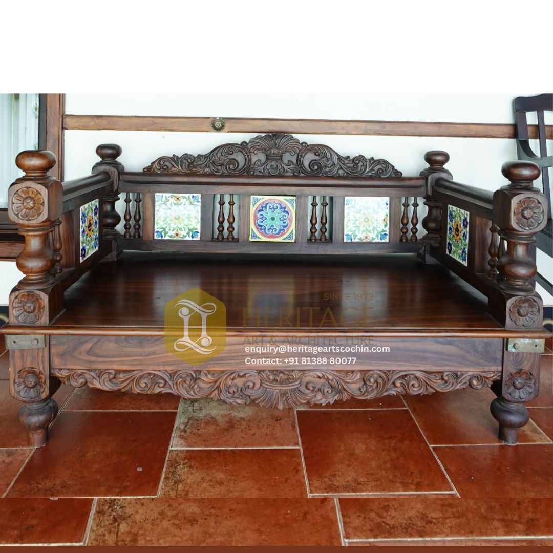 luxury wooden chariot seat in Kerala