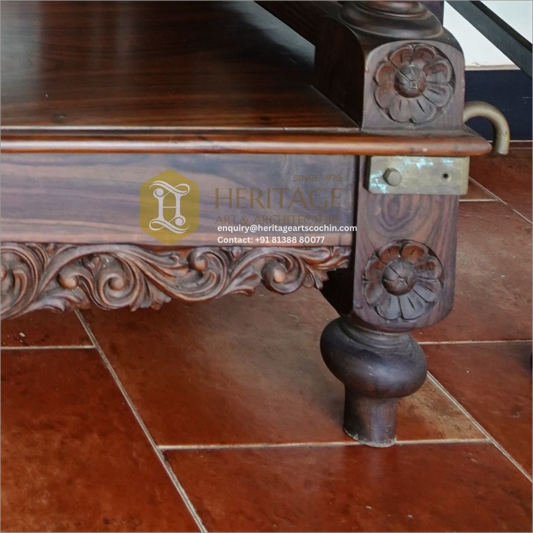 Handcarved floral ceramic inlay chariot seat in Kochi