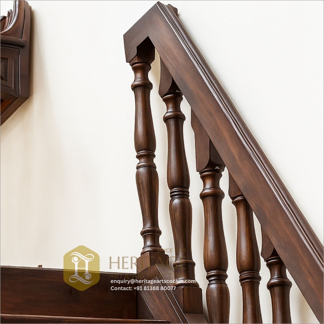 Premium rosewood staircase railing in Kerala