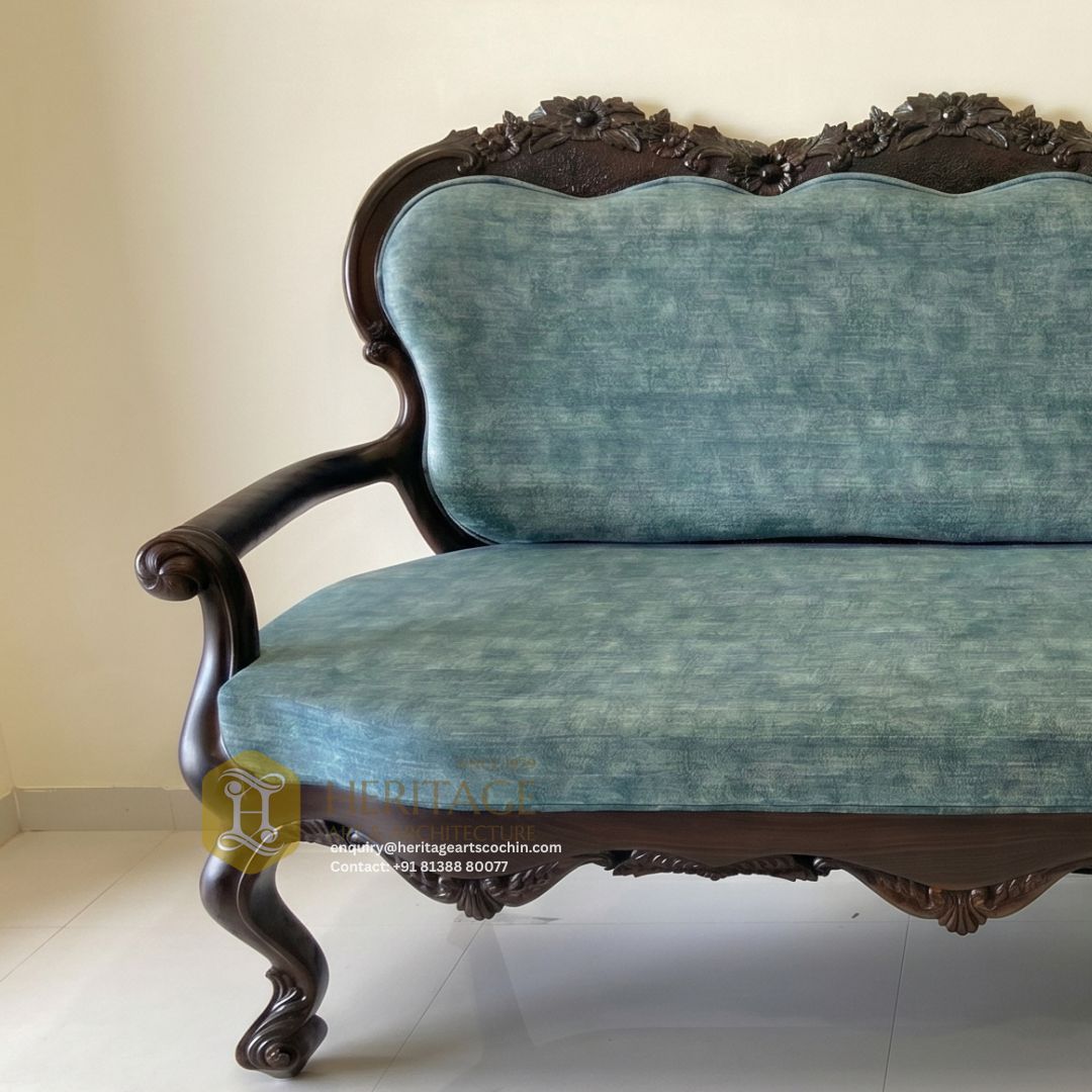 living room upholstered wooden sofa set in kochi