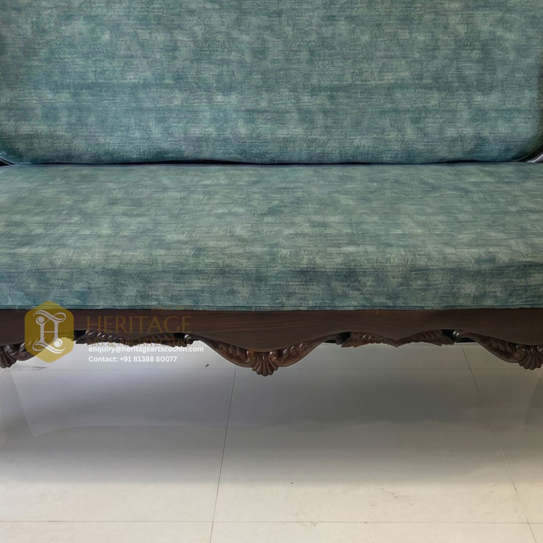 floral carved wooden living room sofa set in cochin