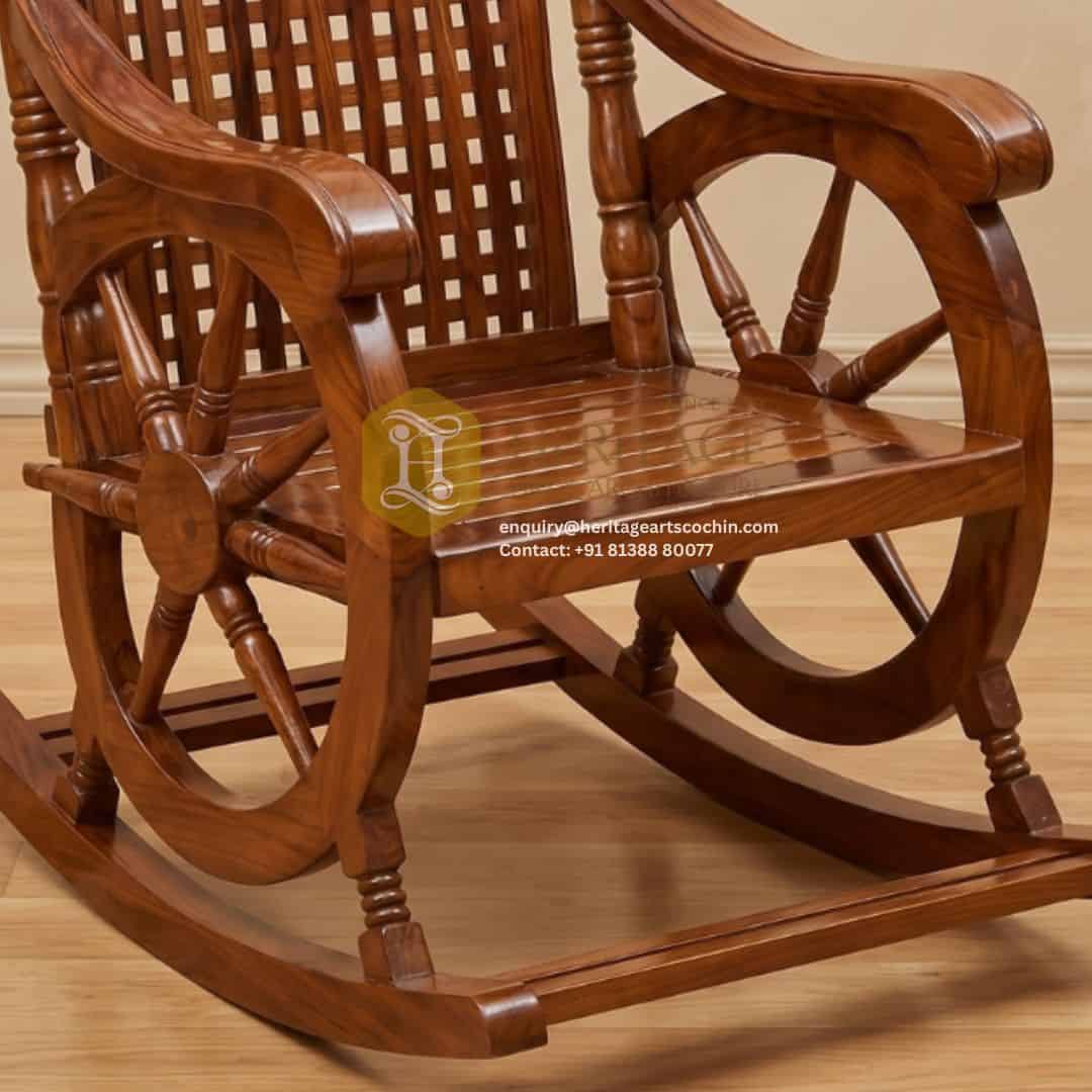 premium teak wood rocking chair in india