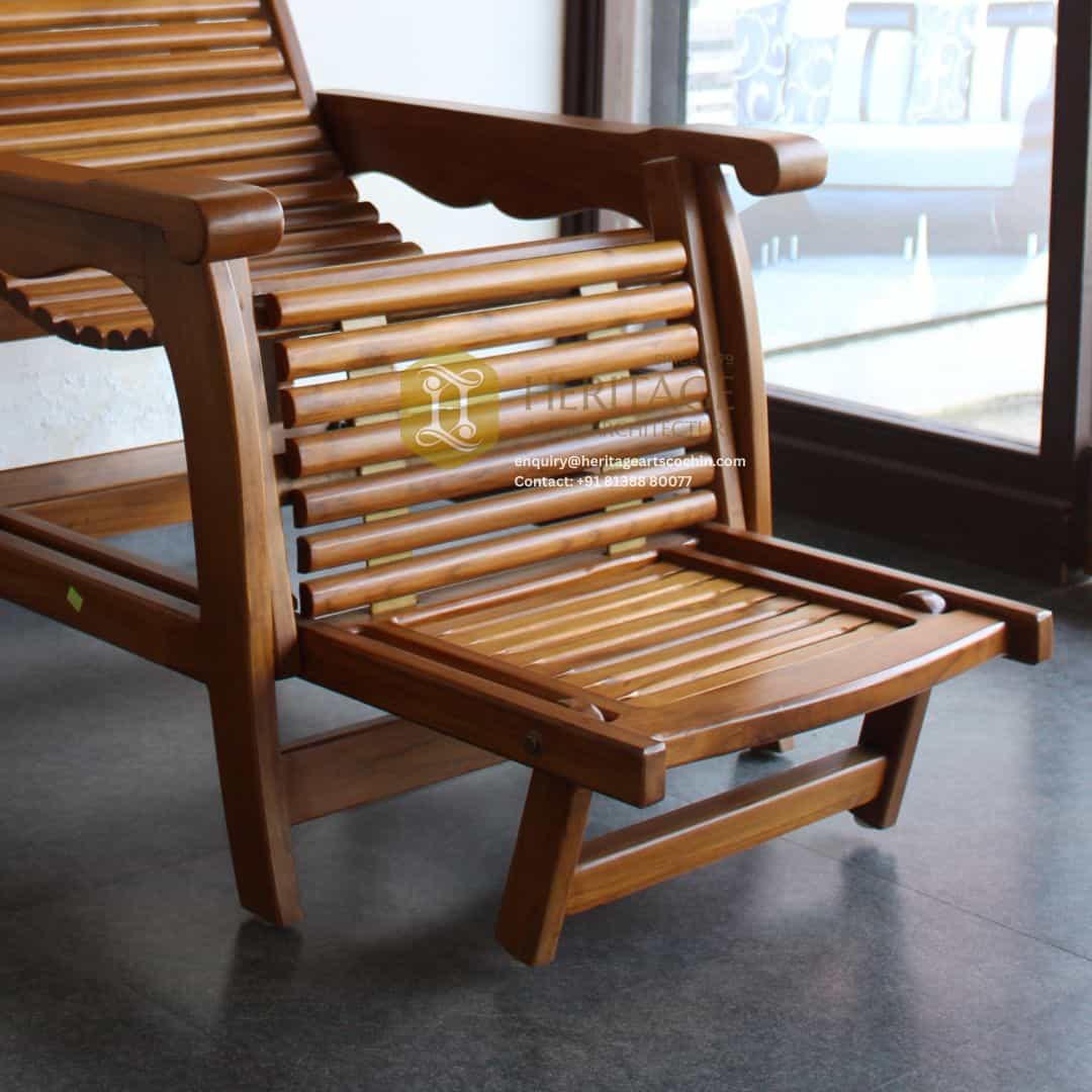 premium wooden recliner chair in kerala