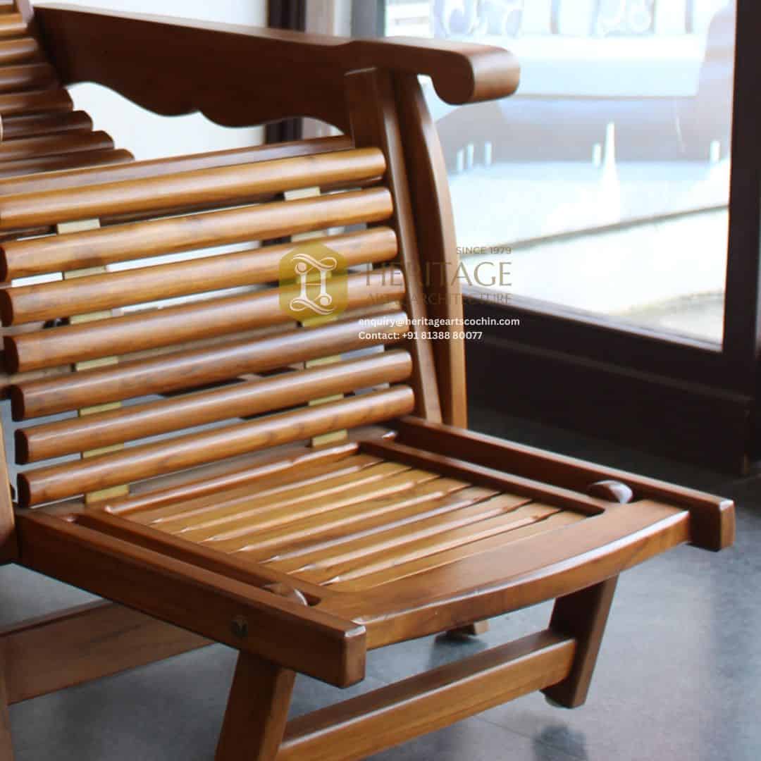 premium indian design wooden recliner easy chair in kerala