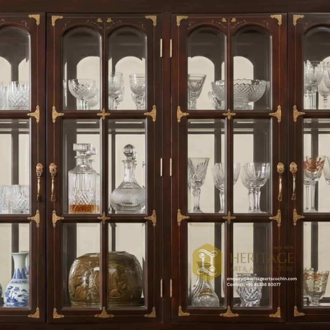 Varnika Glass and Teak Crockery Cabinet - Image 2