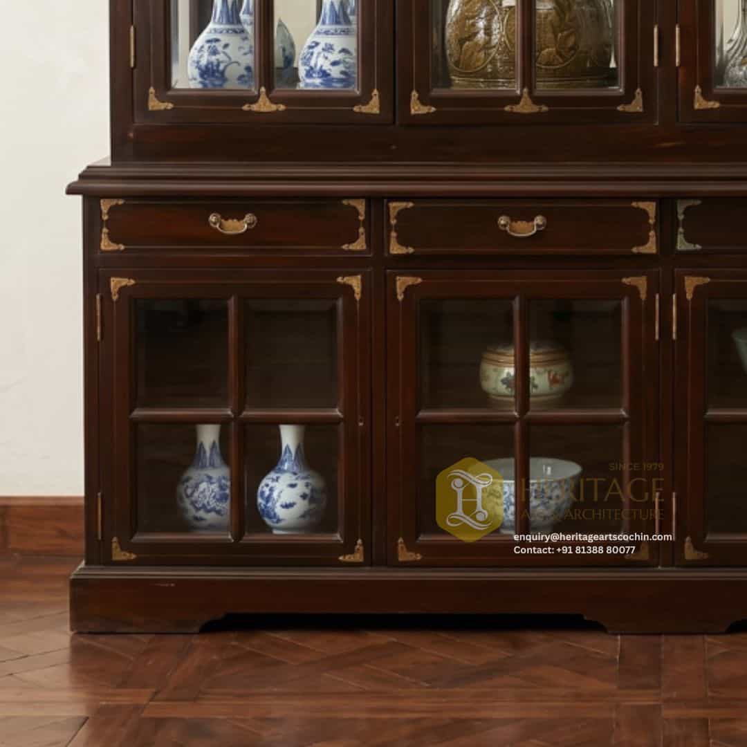 Varnika Glass and Teak Crockery Cabinet - Image 3