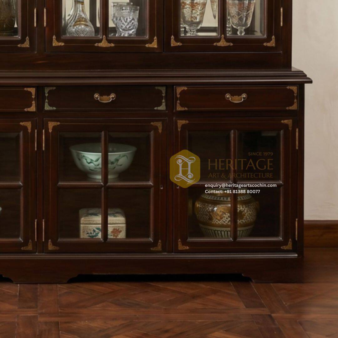 Varnika Glass and Teak Crockery Cabinet - Image 4