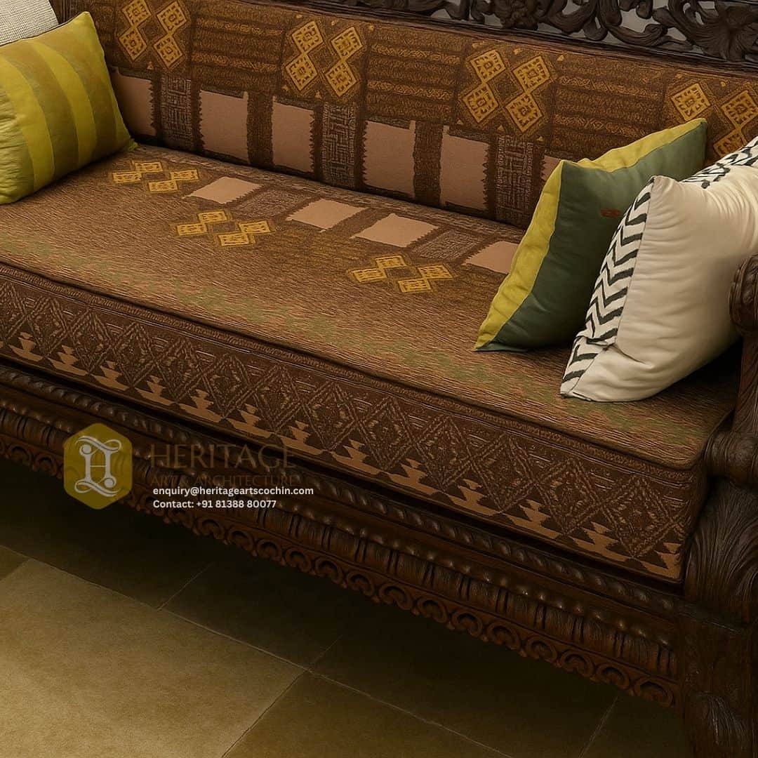vintage teak wood sofa set in kerala