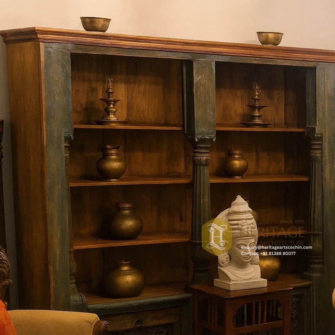 antique open shelf in kerala