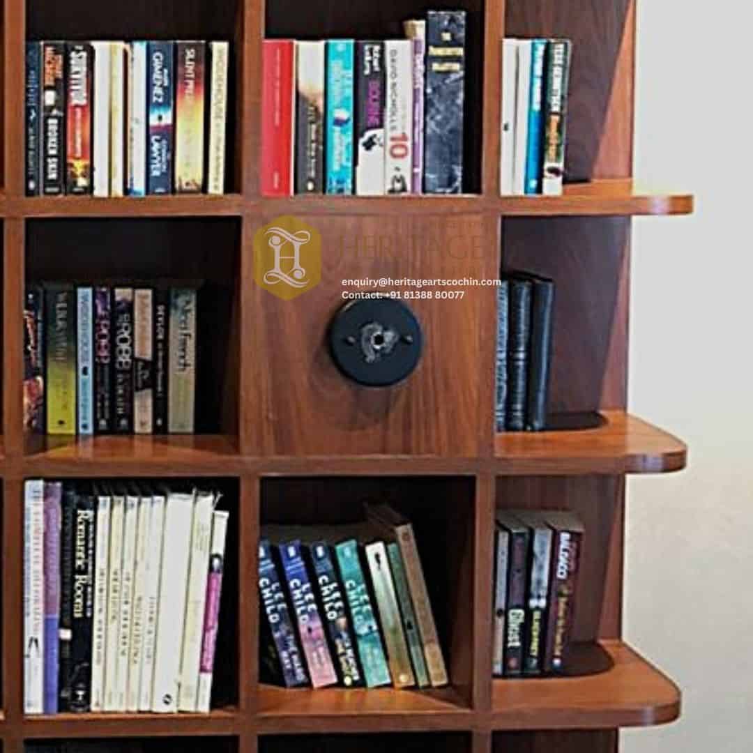 premium wooden bookshelf in kochi