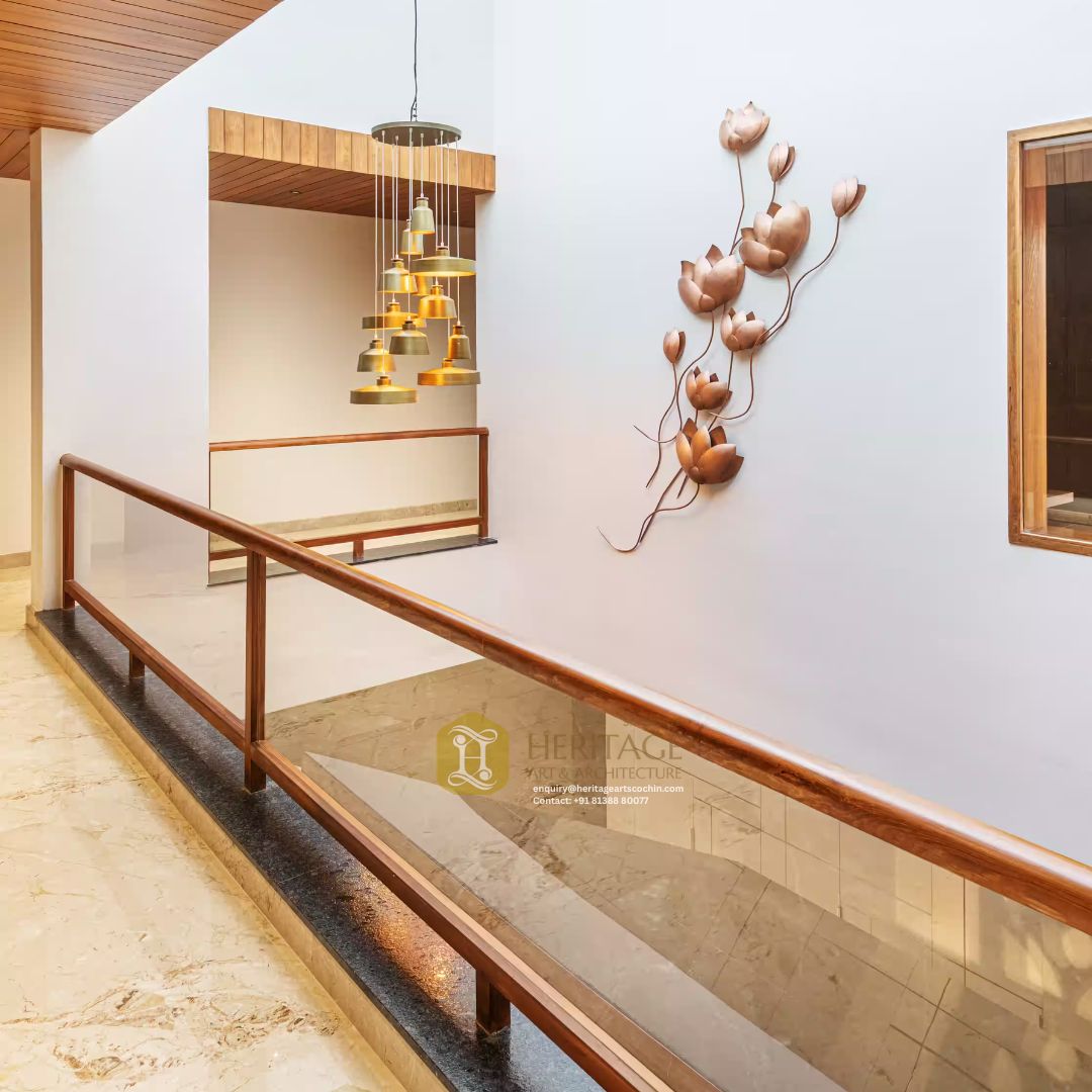 custom wood and glass railing kerala