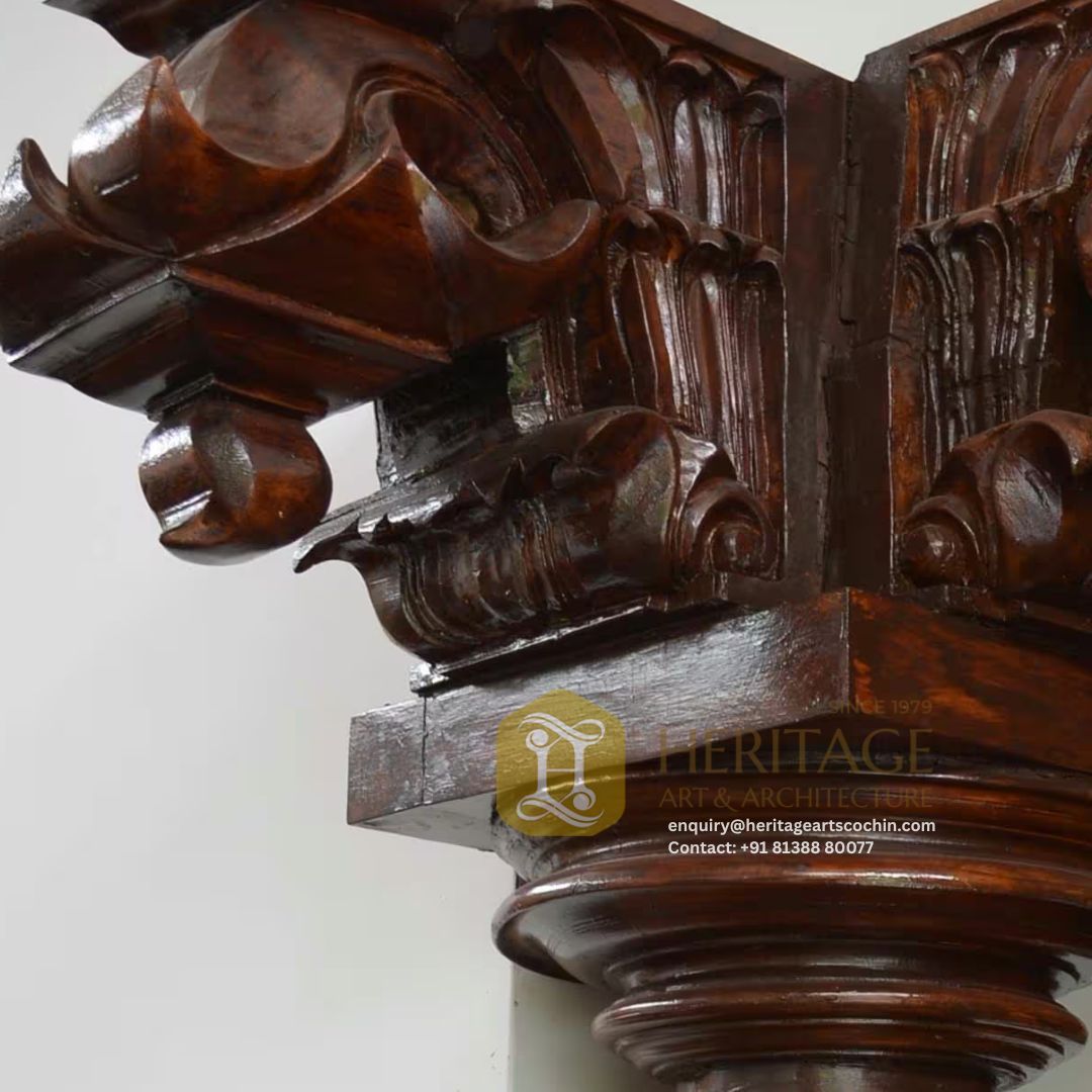 wooden pillar for traditional interiors in kerala