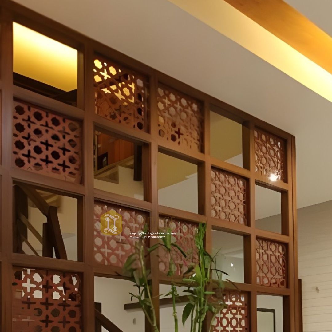 hand carved wooden screen in India