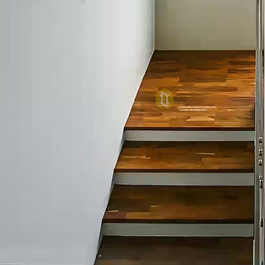 custom indoor wooden staircase kerala
